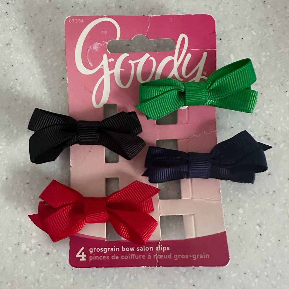 NWT GOODY Mini Bow Hair barrettes. 90’s Look! Cute! Red, Gree, Blue & Black!
